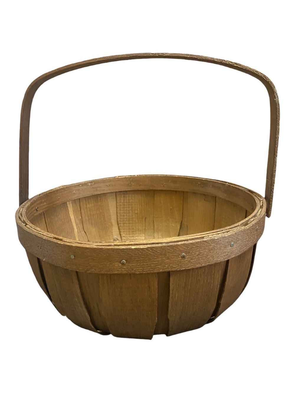 Basketville Putney Vermont Vintage NWT Wooden Gathering Basket Handmade Round
